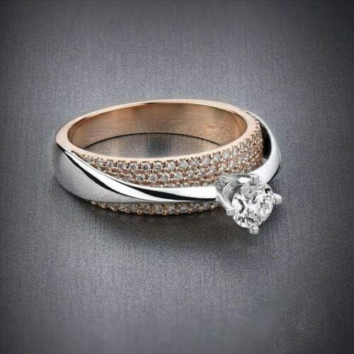 Izuzetan dvobojni 925 srebrni prsten 14k ružičasto zlato bijeli safirni vjenčani nakit