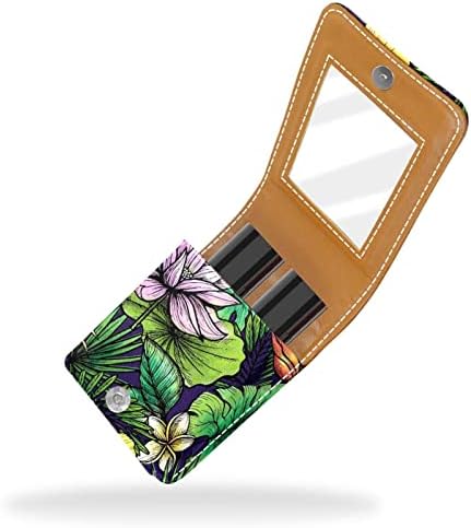 Mini ruž za usne sa ogledalom za torbicu, tropical Flowers Portable Case Holder Organization