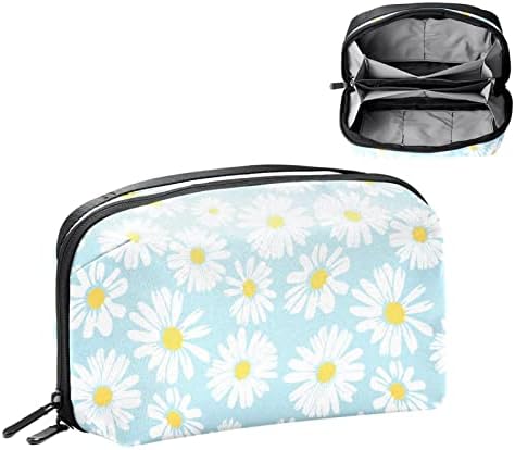 Mala tratinčica bijela cvijeća svijetlo plava torba za šminku za torbicu za prijenosni organizator putovanja za toaletne potrepštine