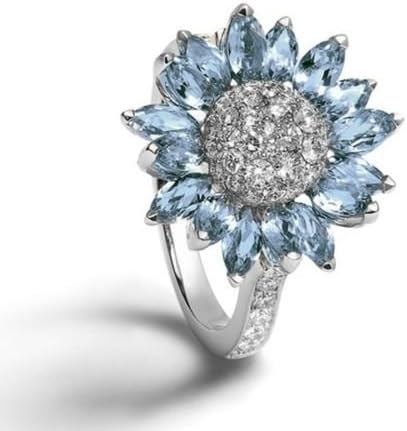suchadaluckyshop Ženska Moda 925 Srebrni bijeli safir prsten vjenčani klaster nakit