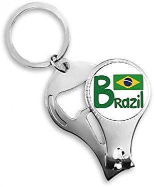 Brazil Nacionalna zastava Zeleni uzorak Nail Nipper prsten za ključeva za ključeva za ključeva