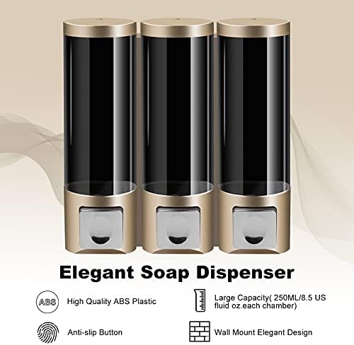 ILIKEPOW šampon, šampon i regenerator Dispenzer sapun sa sapunom za tuširanje zidni nosač 3 komora 250ml raspršivač sapuna za kupaonicu, kuću, kuhinju, hotele, restoran doziranje tuša