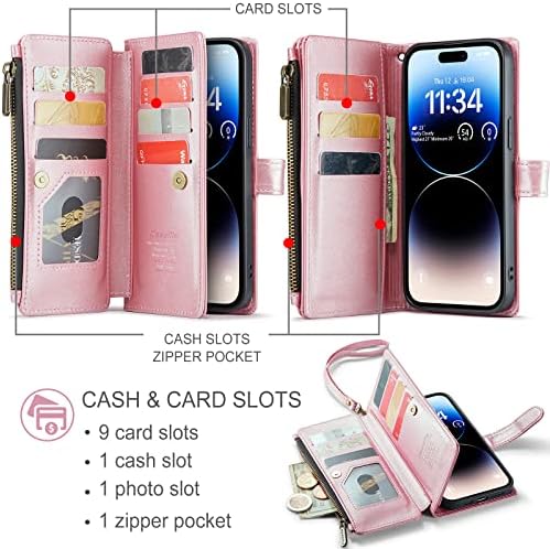 CaseMe iPhone 14 Pro Max torbica za novčanik, iPhone 14 Pro Max futrola sa držačem za kartice, iPhone 14 Pro Max kožna torbica za