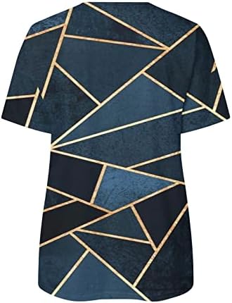 Ženski labavi fit Tunic Ljetni vrhovi Geometrijska tiskana majica Dame kratki rukav Tee The Casual Cour Up Up Izlasci Thirts