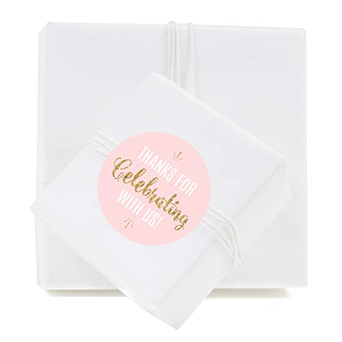 Andaz Press Signature Blush Pink, White, Gold Glitter Party kolekcija, naljepnice sa okruglim krugom, Hvala što slavite s nama!, Pakovanje