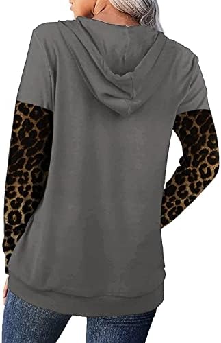 Duksevi za žene Leopard printove dukseve s dugim rukavima O-izret casual pulover jeseni odjeću s džepom