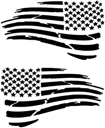 Par tattered odricanja američke zastave zadužene zrcalno veteran SAD | Crna | Napravljen u SAD-u Stick ovo! | Naljepnica za automobile