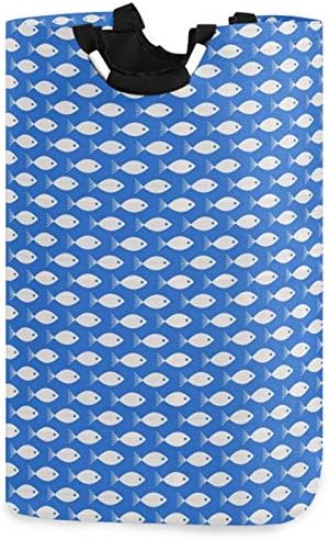 visesunny Fish Blue uzorak korpa za veš velikog kapaciteta vodootporne korpe od oksfordske tkanine za spavaću sobu, kupatilo, spavaonicu,