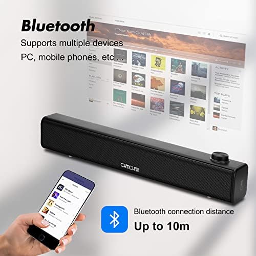 CHONCHOW Bluetooth zvučnik Soundbar sa aux ulazom USB napajanjem 2.0 Stereo Big Sound bas Desktop Wireless Bt kompatibilan sa Desktop,PC,Laptop,Tablet,iPad,iMac,