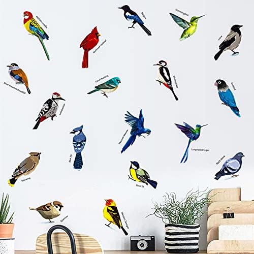 Aiyingying prekrasne naljepnice za ptice za ptice leteći hummingbird naljepnice Izmjenjivi za prozor spavaća soba dnevni boravak uredskih rasadnika Kućni dekor, 18 velikih ptica zidne naljepnice naljepnica