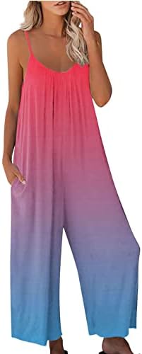 LMSXCT Womens Tie Dye Jumpsuits Ležerne prilike bez rukava Spap remenice Ljetne kombinezone široke pantalone za noge sa dva džepa
