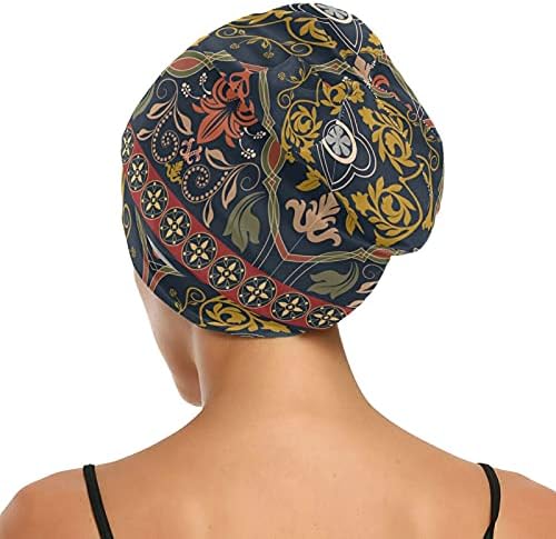 Kapa s lubanjem za spavanje Radni šešir Bonnet Beanies za žene Mandala Paisley cvjetna boemska vintage prugasta smeđa kapa za spavanje
