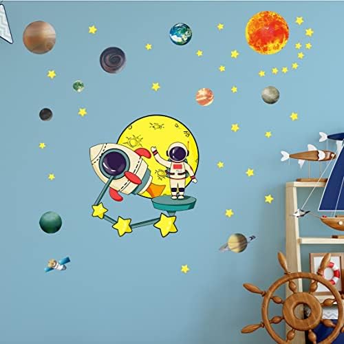 Astronaut Vanjski svemirski zidni naljepnici Planete Solarne sustav raketne zvijezde zidne naljepnice za dječju sobu PlayOpremnici Dječji vrtić