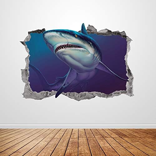 Morski pas zidni umjetnički decal razbijen 3D grafički ocean zidni naljepnica zidne naljepnice na zidu Mural Poster Dječja soba Početna Dekor Poklon UP396