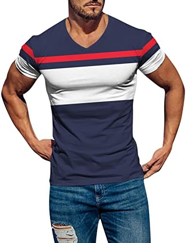 HDDK muške majice s kratkim rukavima s kratkim rukavima, ljetni blok boju Patchwork Sports Tee vrhovi atletske vježbe Slim Fit Mashirt