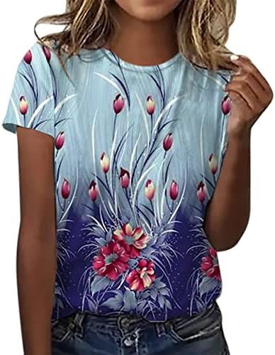 Yubnlvae ljetni labavi vrat za posadu trendi Casual prozračne opuštene duge rukave bluze za žene grafičke dukseve