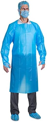 CPE jednokratne izolacione haljine sa palcem | plavom / 100 pakovanjem / nivoom 3 / zaštitom otpornom na tečnost