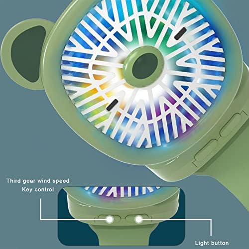 Amikadom mini ventilator za sat, Ultra tihi prenosivi ručni ventilator sa tri brzine, USB ventilator za kolica, LED svjetla u boji