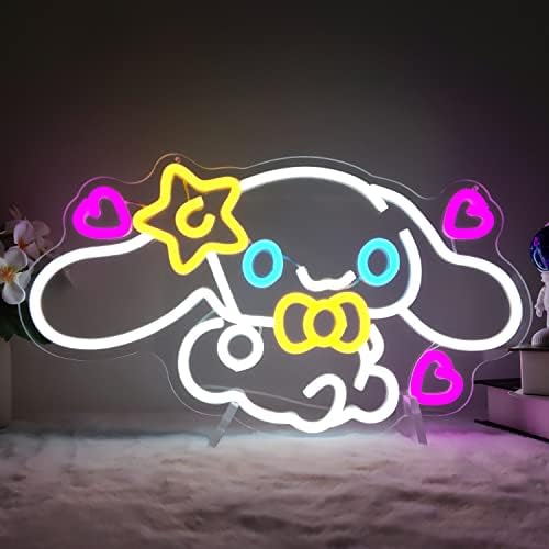 Cinnamoroll Neonski natpis Anime neonski LED znakovi za zidni dekor zatamnjivi Neonski svjetlosni znakovi za spavaću sobu djevojčice soba japanski crtani neonski znakovi za osvjetljavanje zidni umjetnički dekor slatko noćno svjetlo pokloni za djecu Djeca