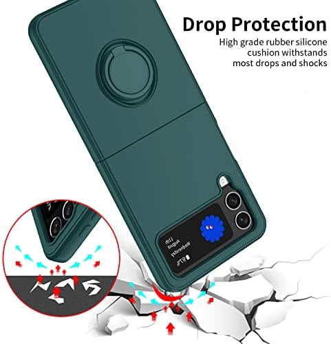 Auouk za Samsung Galaxy Z Flip 4 Case Meki tečni silikon sa 360°prstenastim postoljem tanak otporan na udarce zaštitni branik djevojke