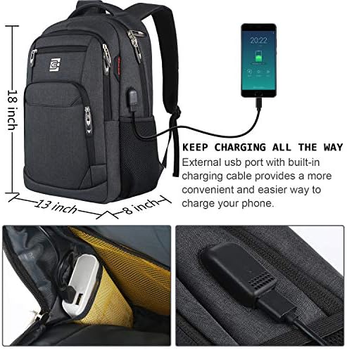 Ruksak za Laptop, poslovna putovanja tanak, izdržljiv ruksak za laptopove protiv krađe sa USB priključkom za punjenje,vodootporna
