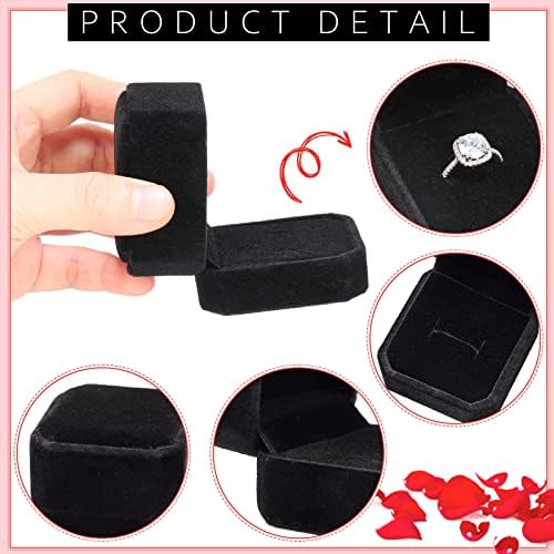 Thinkday 48 kom 2.13 x 2.01 x 1.54 Inch Velvet ring Box Display Nakit Case Storage Black Ring Case For Wedding Ceremony Engagement