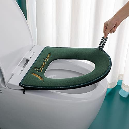 Albideyaa 2pcs Deblji kupaonica mekano toaletni poklopac poklopca sa ručkom sa zatvaračem toaletni poklopac jastuka meka debljine pranje odgovara svim ovalnim toaletnim sjedalima