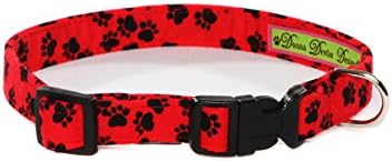 Donna Devlin dizajnira - šetnja parkom ovratnikom pasa Vaš pas će izgledati nevjerojatno u ovom hladnom ovratniku s podebljanim crnim otiscima šape i živopisnim crvenim! )