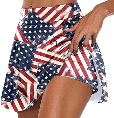 4. srpnja SAD zastava zastava tenis skrots suknje sa šorctima za žene visoki struk naglice za filmove Golf Skorts 2 u 1 jogu skroti