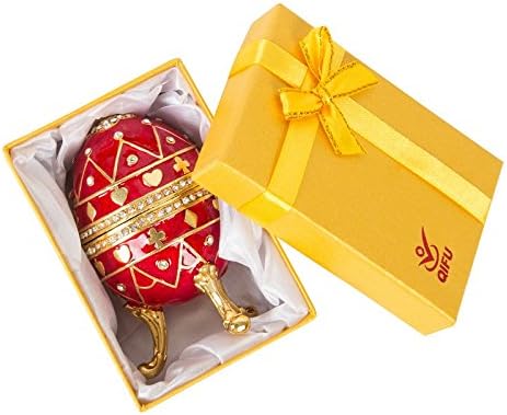 QIFU-ručno obojena Faberge Egg Style dekorativna kutija za nakit sa šarkama jedinstveni poklon za Kućni dekor