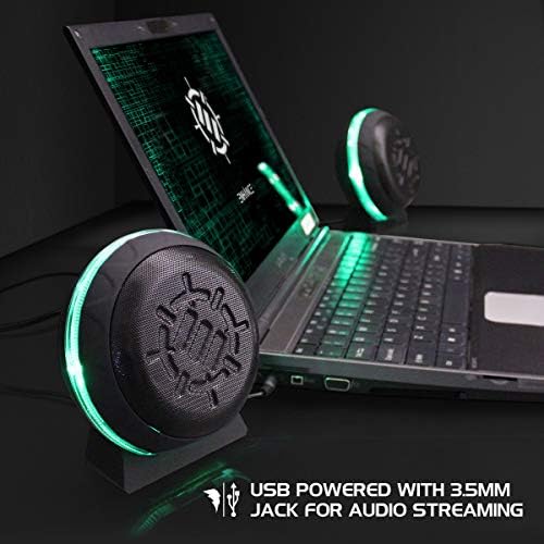 Poboljšajte Sl2 USB Gaming kompjuterske zvučnike za PC sa LED zelenim svjetlom, žičanom vezom od 3,5 mm i linijskom kontrolom jačine zvuka - 2.0 Stereo zvučni sistem za Gaming Laptop, Desktop, PC računare