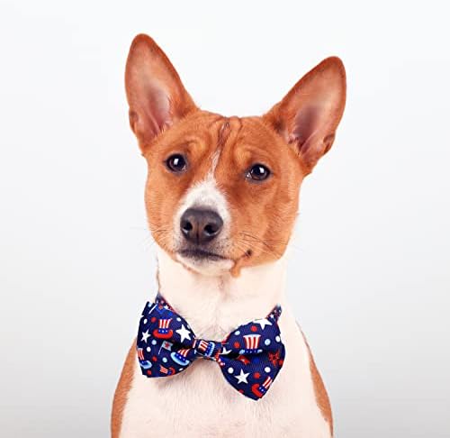 4. jula kravata psa kravate, 2 pakovanje odmor Patriotsko američko ovratnik za neovisnost za velike male pse na vratu * 3/4 ​​širok)