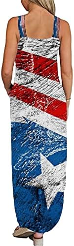 4. jula Maxi haljina za žene ljetna Ležerna Boho haljina sa zastavom SAD-a bez rukava s kravatom za vrat s kravatom-Dye dugi sarafan