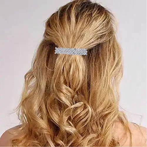 Erimberate Bohemian Crystal vjenčanje Hair Barrette Clips geometrijski Rhinestone ukosnica Barrette Square Crystal Hair Clip Silver