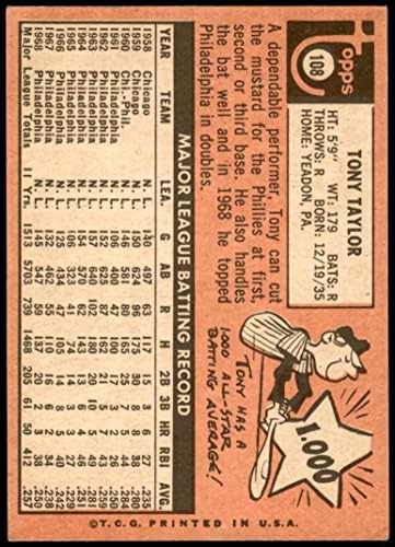 1969 TOPPS 108 Tony Taylor Philadelphia Phillies VG Phillies