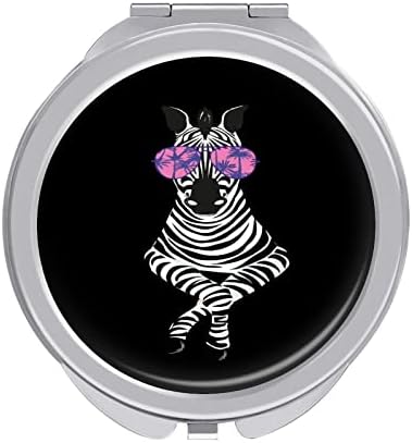 Cool Zebra kompaktno džepno ogledalo prijenosno putno Kozmetičko ogledalo sklopivo dvostrano 1x / 2x uvećanje
