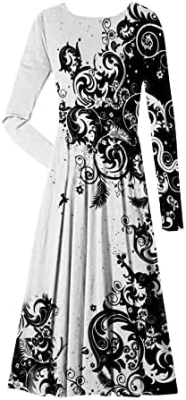 NOKMOPO plus size haljina za žene Moda Casual štampani okrugli vrat pulover Dugi rukav haljina