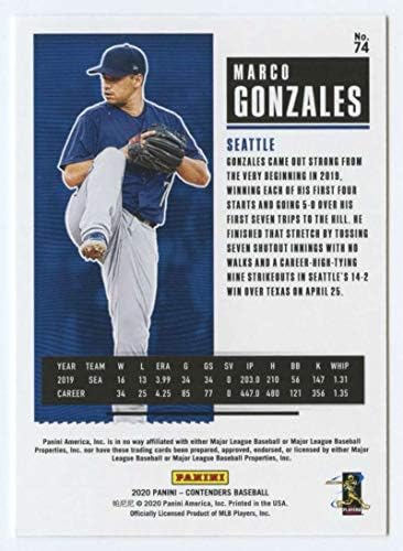2020 Panini kandidati # 74 Marco Gonzales Seattle Mariners Baseball