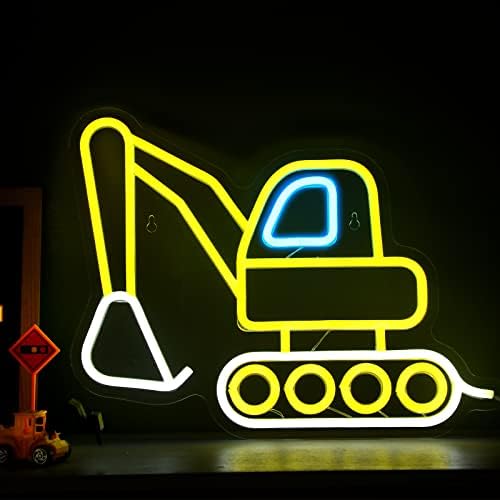 Neonski znak građevinski Bager vozila LED neonsko svjetlo USB akrilni zidni dekor za djecu spavaća soba za dječake soba za igru