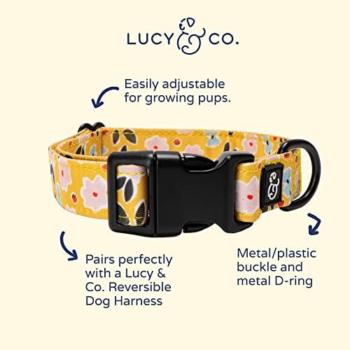 Lucy & Co. odjavio podesivi ovratnik za pse - sladak dizajner za kućne ljubimce za male, srednje, velike pseće pribor za zatvaranje pasa, mali, ljubičasti i zeleni cvjetni