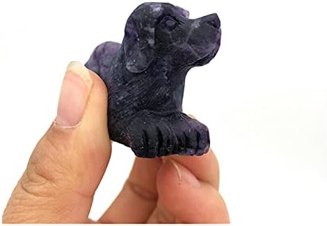 Laaalid XN216 Prirodni ljubičasti fluorit pas rukom isklesane kristalne životinje zacjeljivanje reiki ukrasa prirodno kamenje i minerale