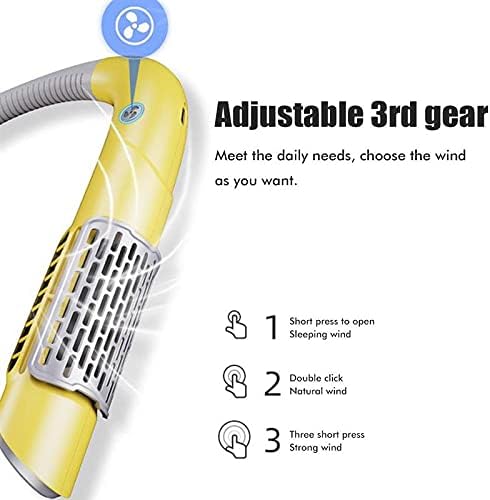HSJWOSA LED 3 brzina vrat Fan Mini Bladeless Fan USB punjiva svjetlosni viseći vrat ventilator za putne Shopping