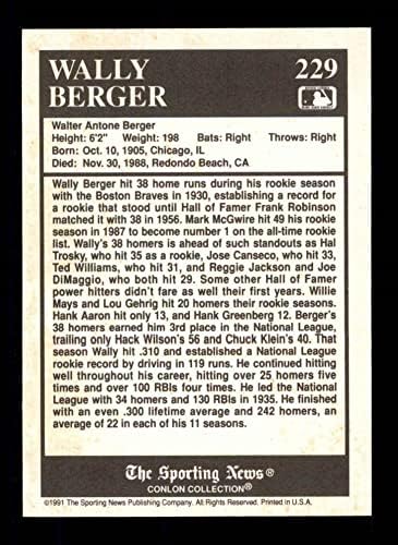 1991 Conlon # 229 Trivia Wally Berger Boston Braves NM / MT Hrabres