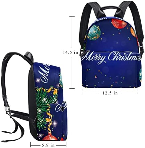 Tbouobt kožni ruksak za putovanja Lagani laptop Ležerni ruksak za žene Muškarci, sretne kuglice za božićne boje