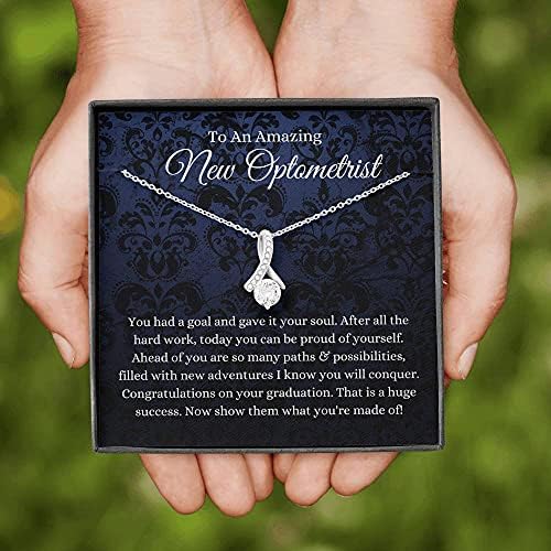 Nakit za karticu, ručno izrađena ogrlica - personalizirani poklon Petit Ripbon, optometrist Diplomski poklon, GRAD poklon za optometrist