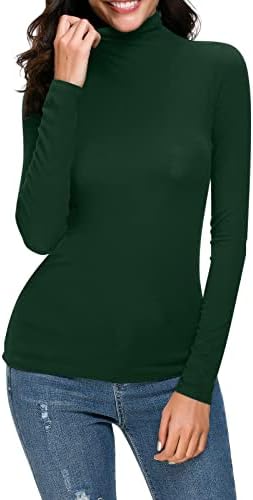 Lagani džemperi za žene rebraste turtleneck Thermal Base Slow s dugim rukavima Termički teški vrhovi