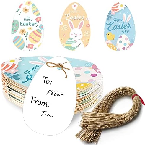48kom Sretan Uskrs poklon oznake šareni Uskrs Bunny Egg papir oznake sa konce za Uskrs proljeće Party Favor ukras zalihe