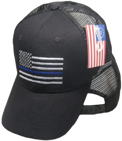 Trgovinski vjetrovi Crna mreža SAD tanka plava linija šešir niskog profila Bejzbol podrška za provođenje zakona