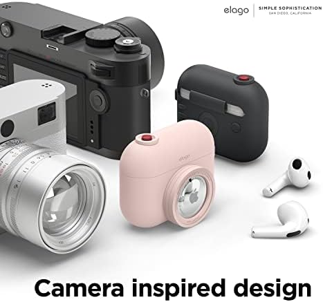 Elago Snapshot Kompatibilan je sa Airpodnom futrolom sa držačem Airtag - Slatka dizajn kamere sa privjeskom sa tipki, izdržljivim