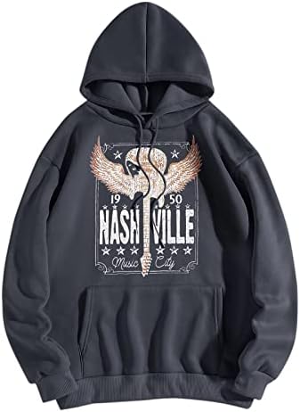 Toupko Nashville Music City Hoodie za ženska gitara Ispis Grafički duks labavi pulover s kapuljačom dugih rukava